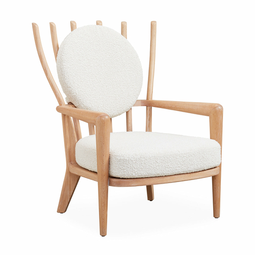 Windsor Bouclé Armchair – Solid Oak Frame