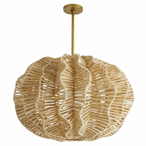 Pismo Raffia Pendant – Natural Fiber & Antique Brass