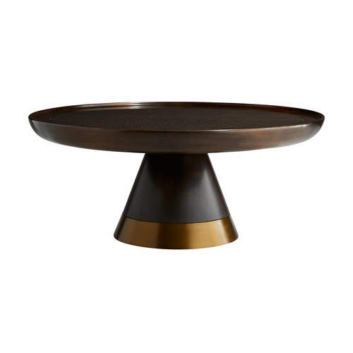 Violi Round Coffee Table – Eucalyptus Veneer & Antique Brass