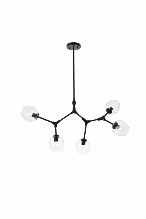 Orbit Linear Chandelier – Black & Clear Glass