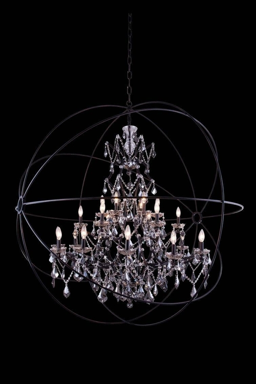 1130 Geneva Collection  Gyroscope Crystal Chandelier – Dark Bronze