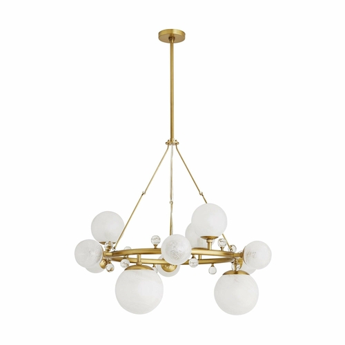 Troon Round - Opal Globe Brass Chandelier