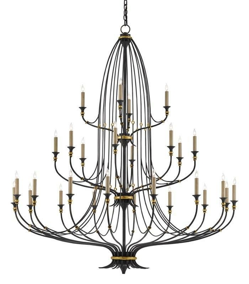 Folgate Grande Chandelier – French Black & Gold Leaf