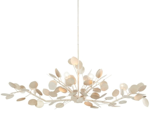 Lunaria Oval Chandelier – Contemporary Silver Leaf