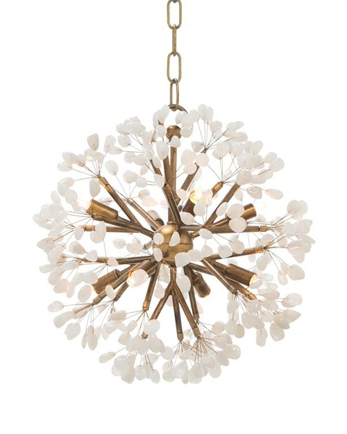 Quartz Bloom Chandelier – Gold Leaf & Crystal