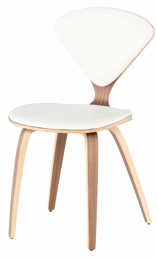 Satine Dining Chair – Walnut Veneer & White Leather