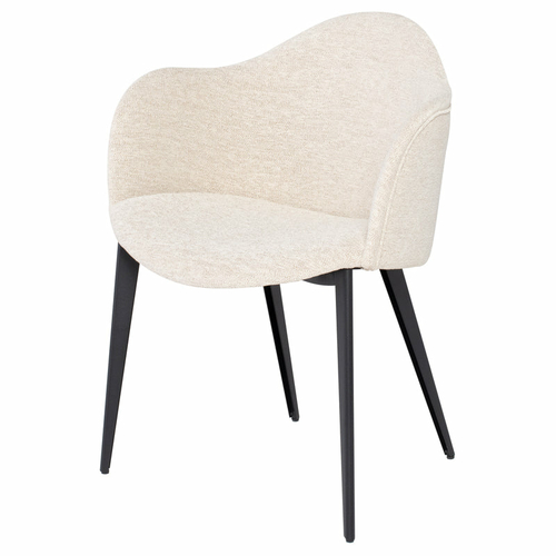 Nora Dining Chair – Bouclé & Black Steel