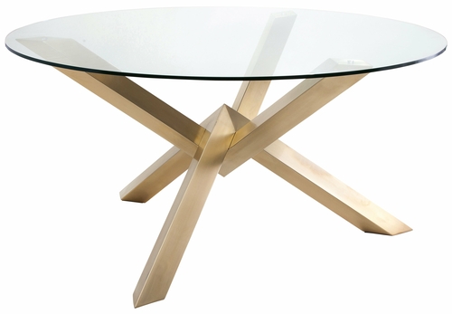 Costa Glass Dining Table – Brushed Gold Stainless Steel Base