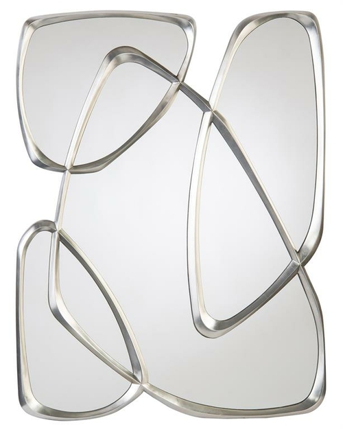 Abstract Sculptural Wall Mirror – Polished Metal