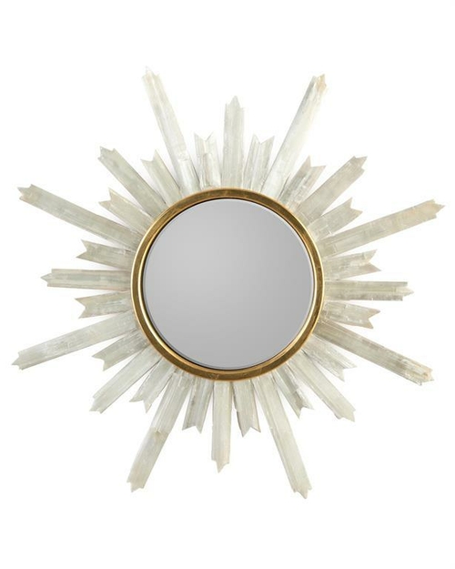Selenite Starburst Mirror – Gold Frame