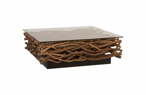 Vine Coffee Table – Natural Wood & Glass