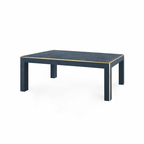 Lauren Navy Coffee Table – Lacquered Linen & Brass